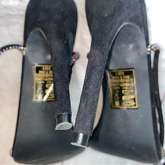 Azalea Wang - Brandy Long Black Diamond Lace Up Stiletto Heel Sandals-Size 8 - Picture 16 of 16